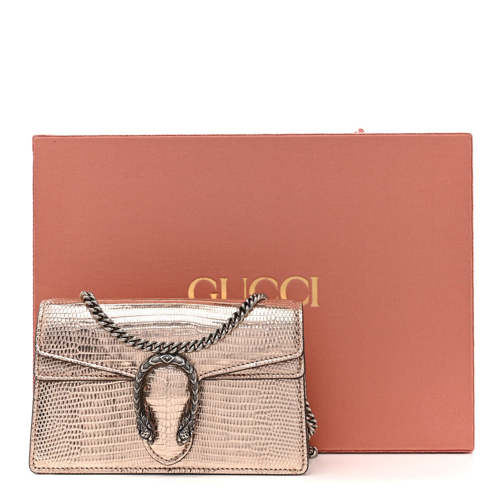 Gucci Metallic Lizard Super Mini Dionysus Bag Rame