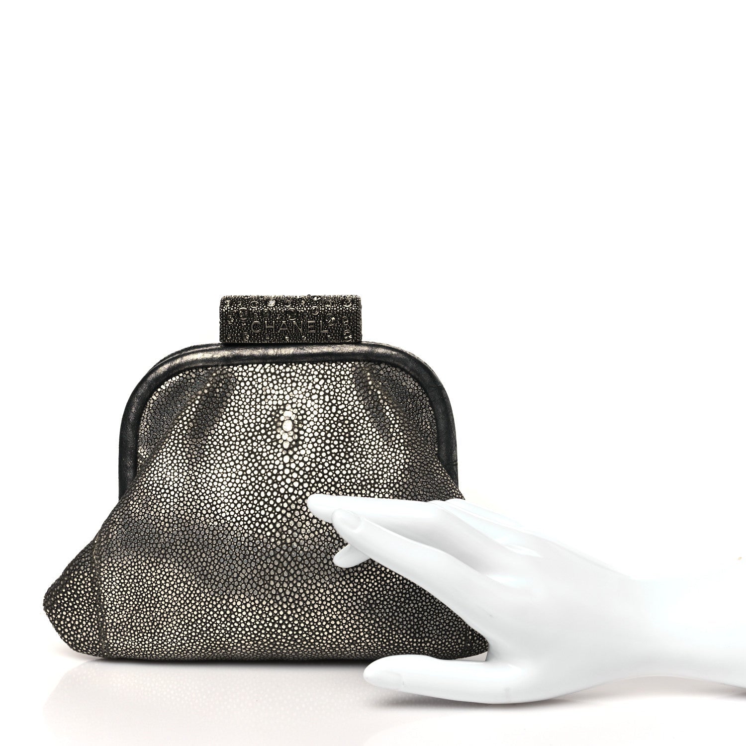 Chanel Stingray Degrade Frame Clutch Silver