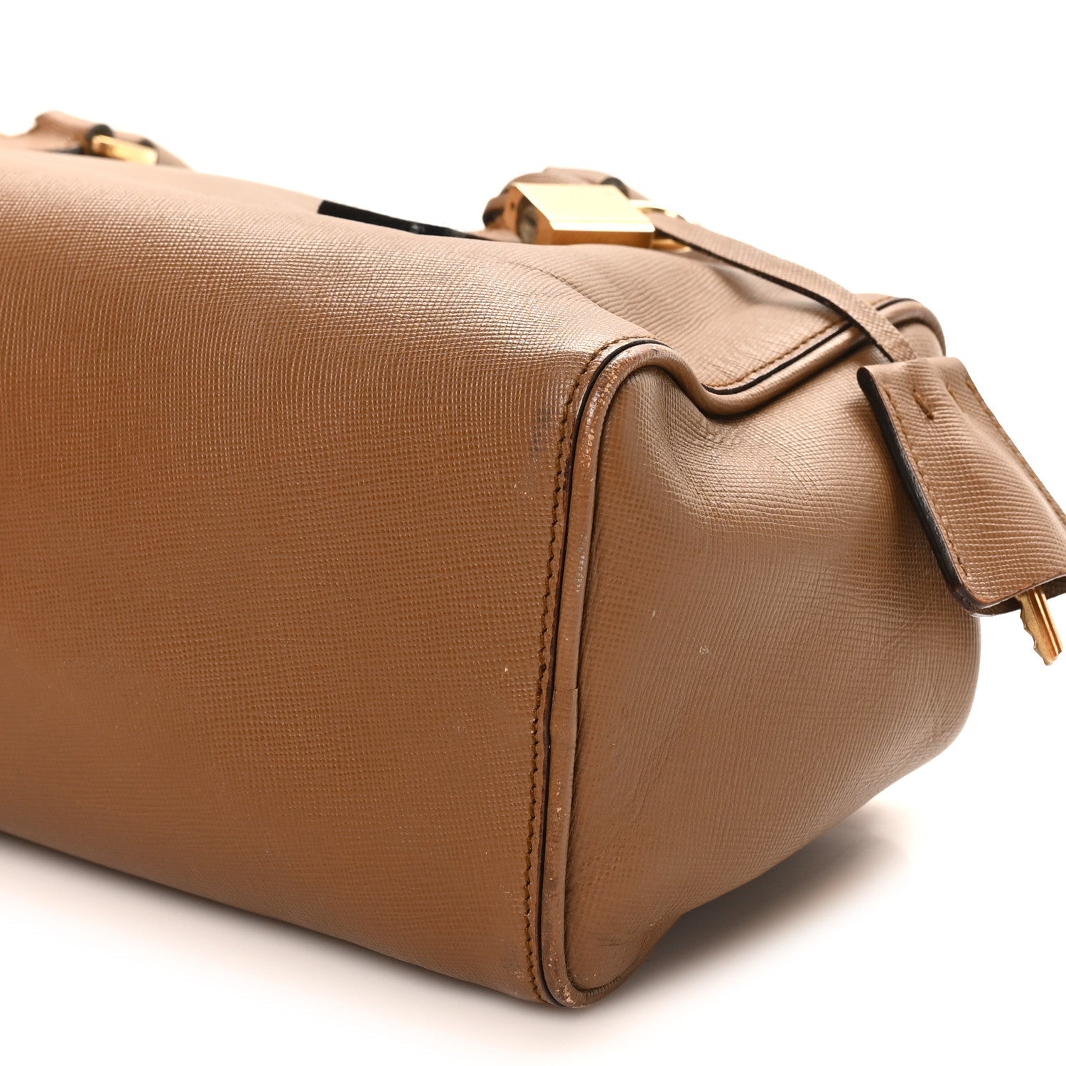 Prada Saffiano Rectangular Shoulder Bag Brown