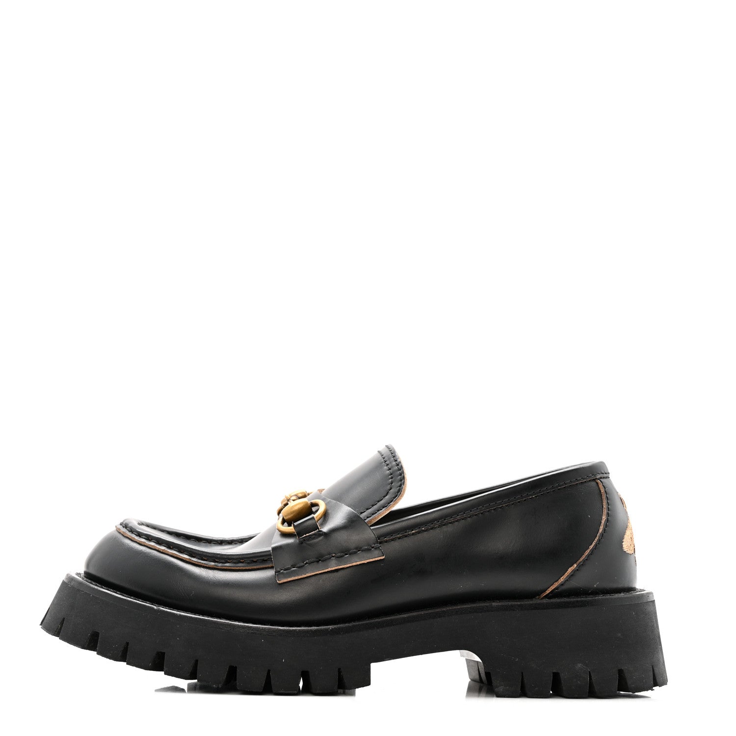 Gucci Cordovan Lux Womens Harald Horsebit 25mm Platform Loafers 37.5 Black