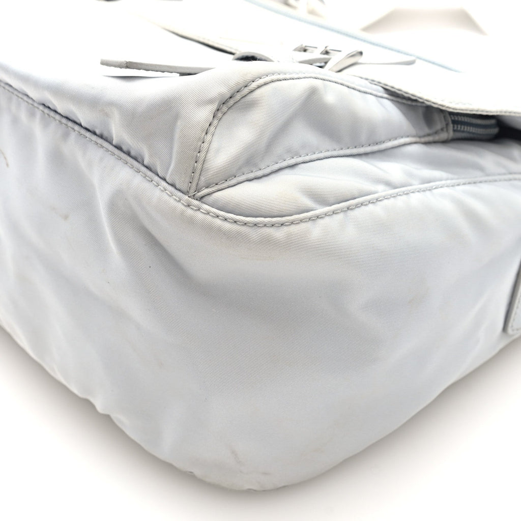 Prada Re-Nylon Vela Saffiano Pocket Double Buckle Messenger Shoulder Bag Fiordaliso