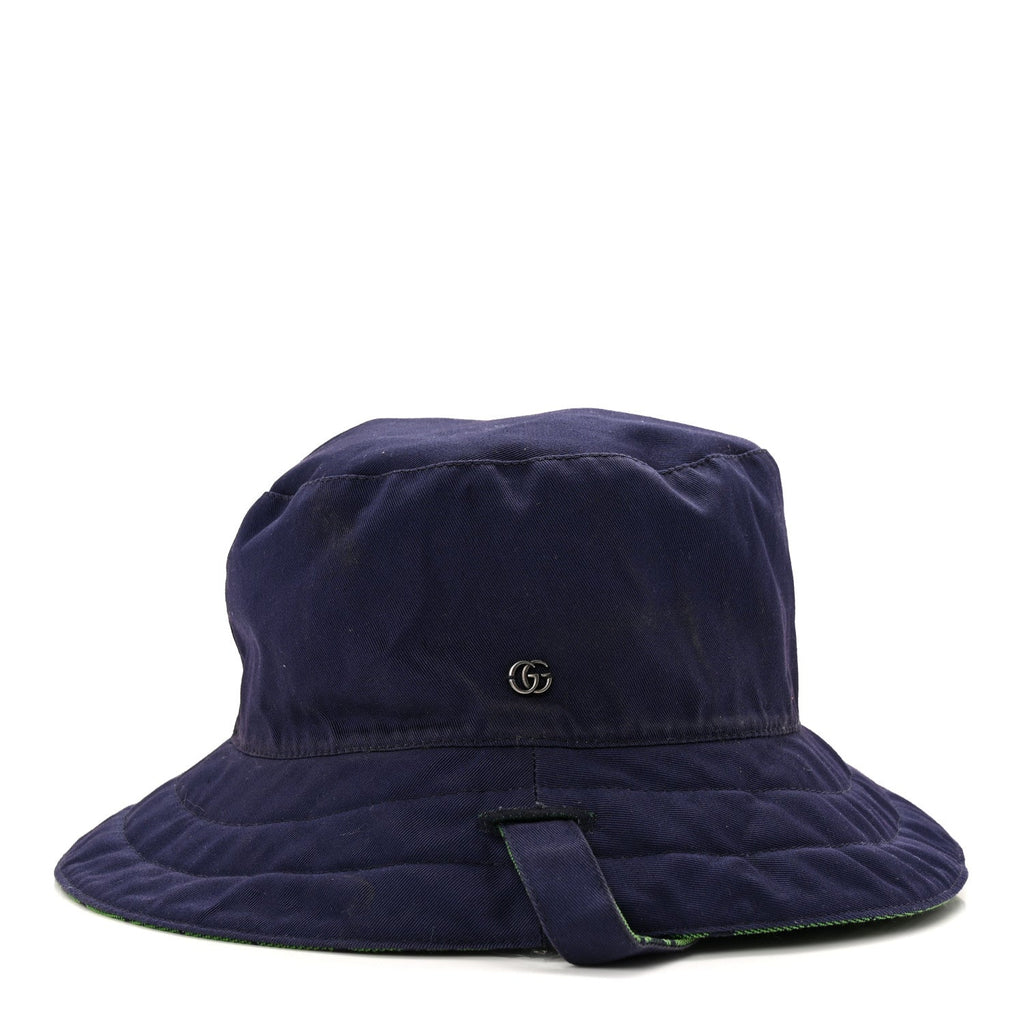 Gucci Monogram Multicolor Reversible Self-Tie Bucket Hat S Green Blue