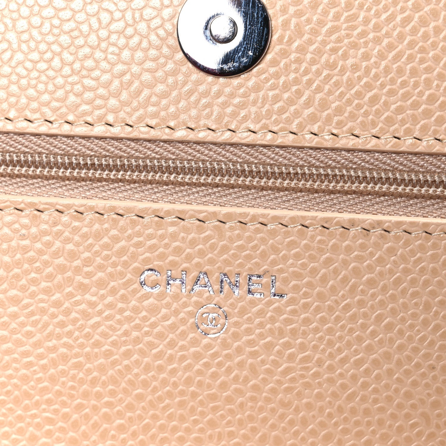 Chanel Caviar Quilted Wallet on Chain WOC Beige