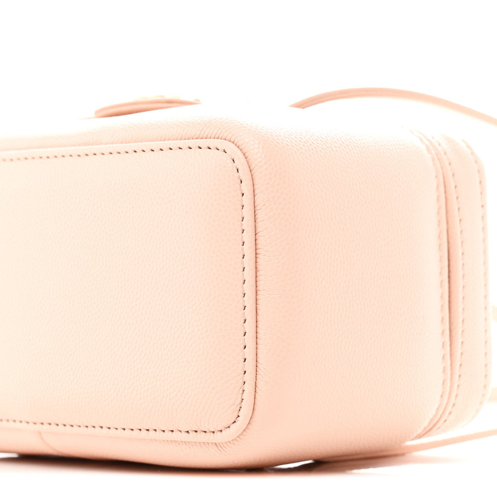 Chanel Shiny Caviar Preppy Coco Long Vanity With Strap  Light Pink