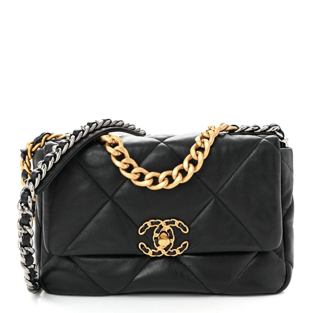 Chanel Lambskin Quilted Medium Chanel 19 Flap Black