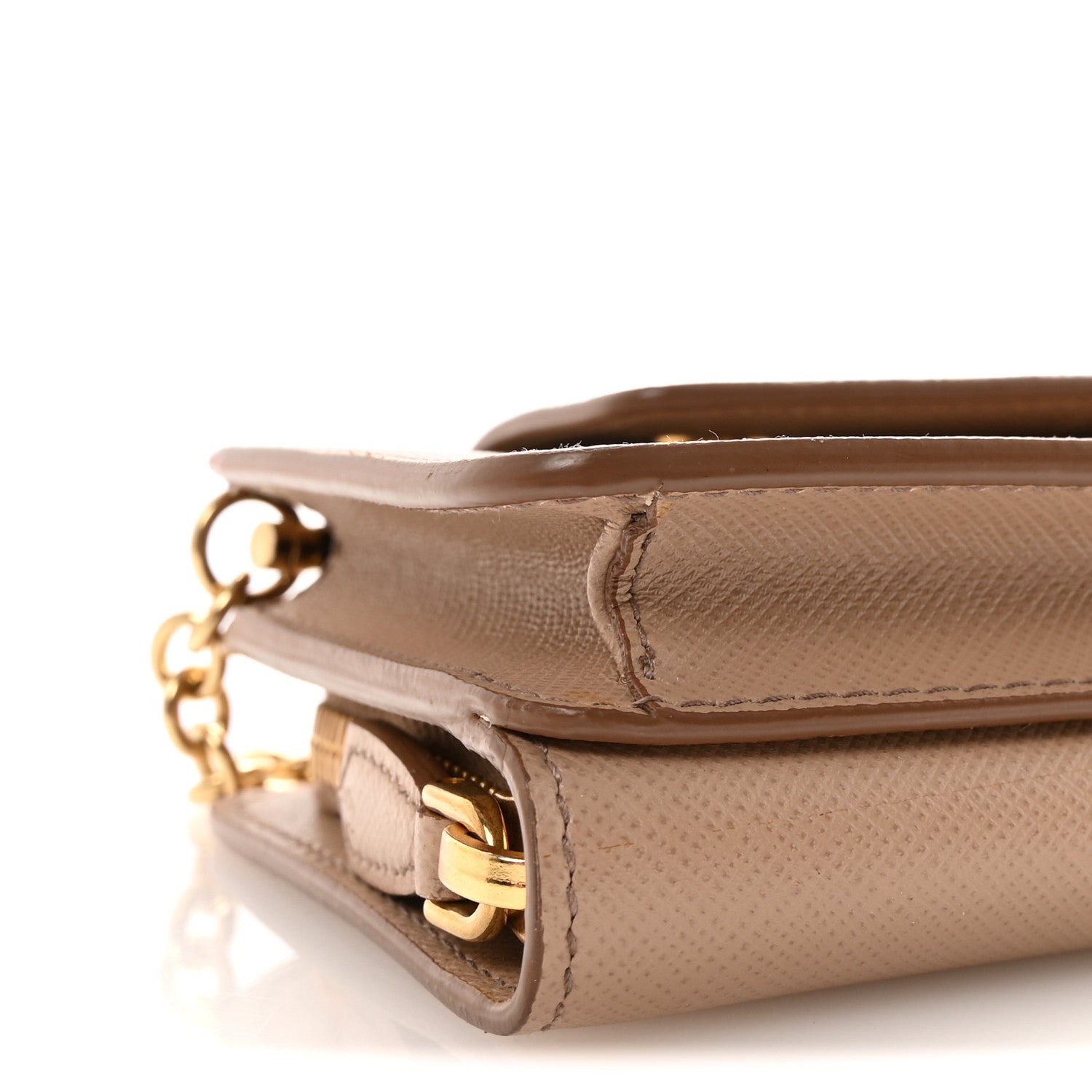 Prada Saffiano Chain Wallet Cammeo