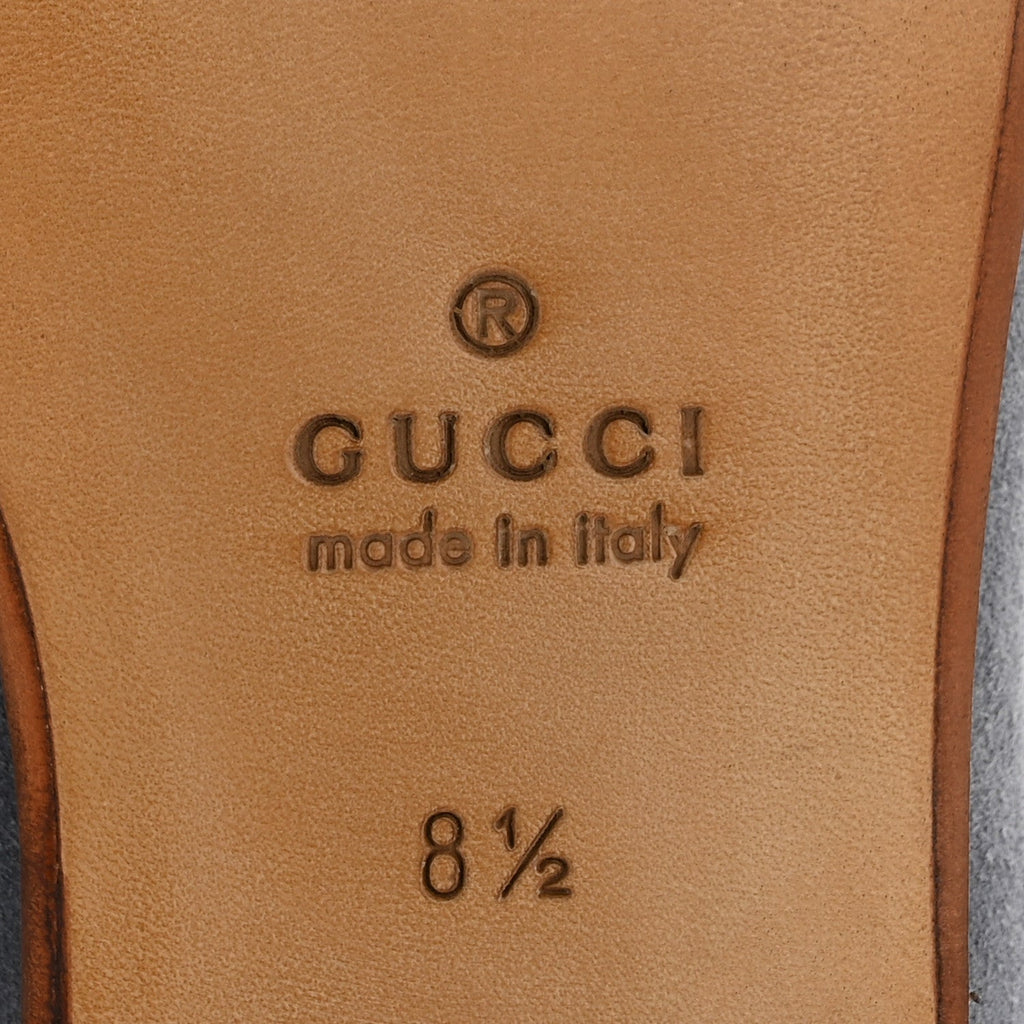 Gucci Suede Horsebit Mens Jordaan Loafers 8.5 Foggy Grey