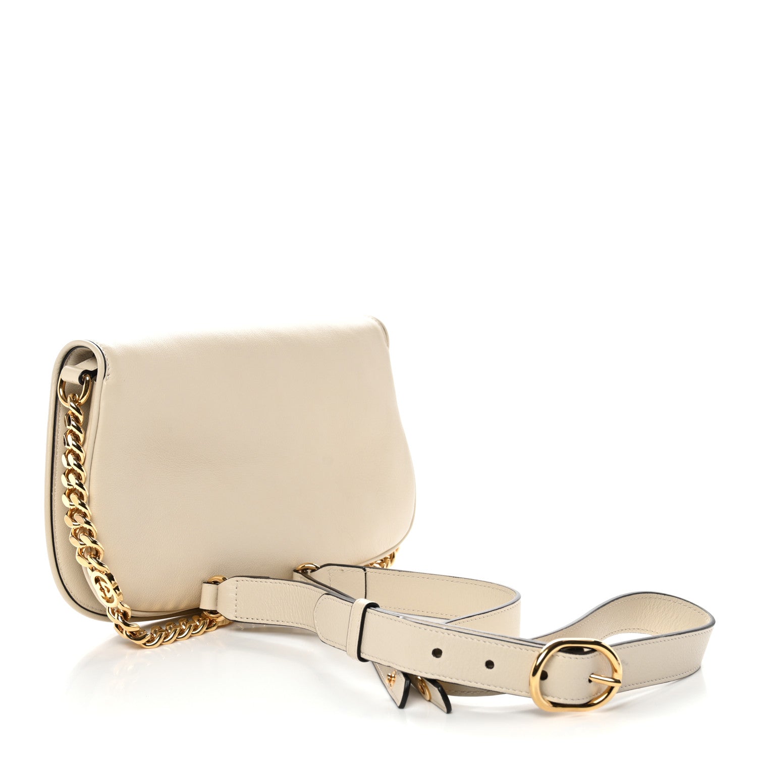 Gucci Roxy Calfskin Blondie Chain Shoulder Flap Bag Mystic White