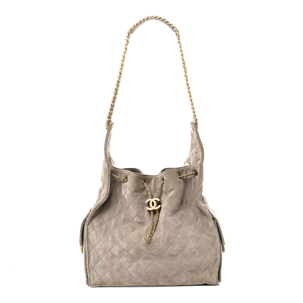 Chanel Suede Quilted Medium Chanel 25 Handbag Grey