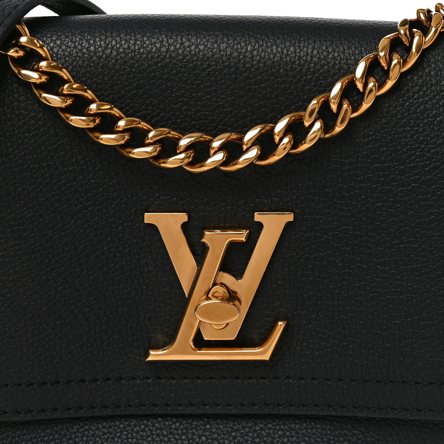 Louis Vuitton Grained Calfskin Lockme Chain Bag PM Black
