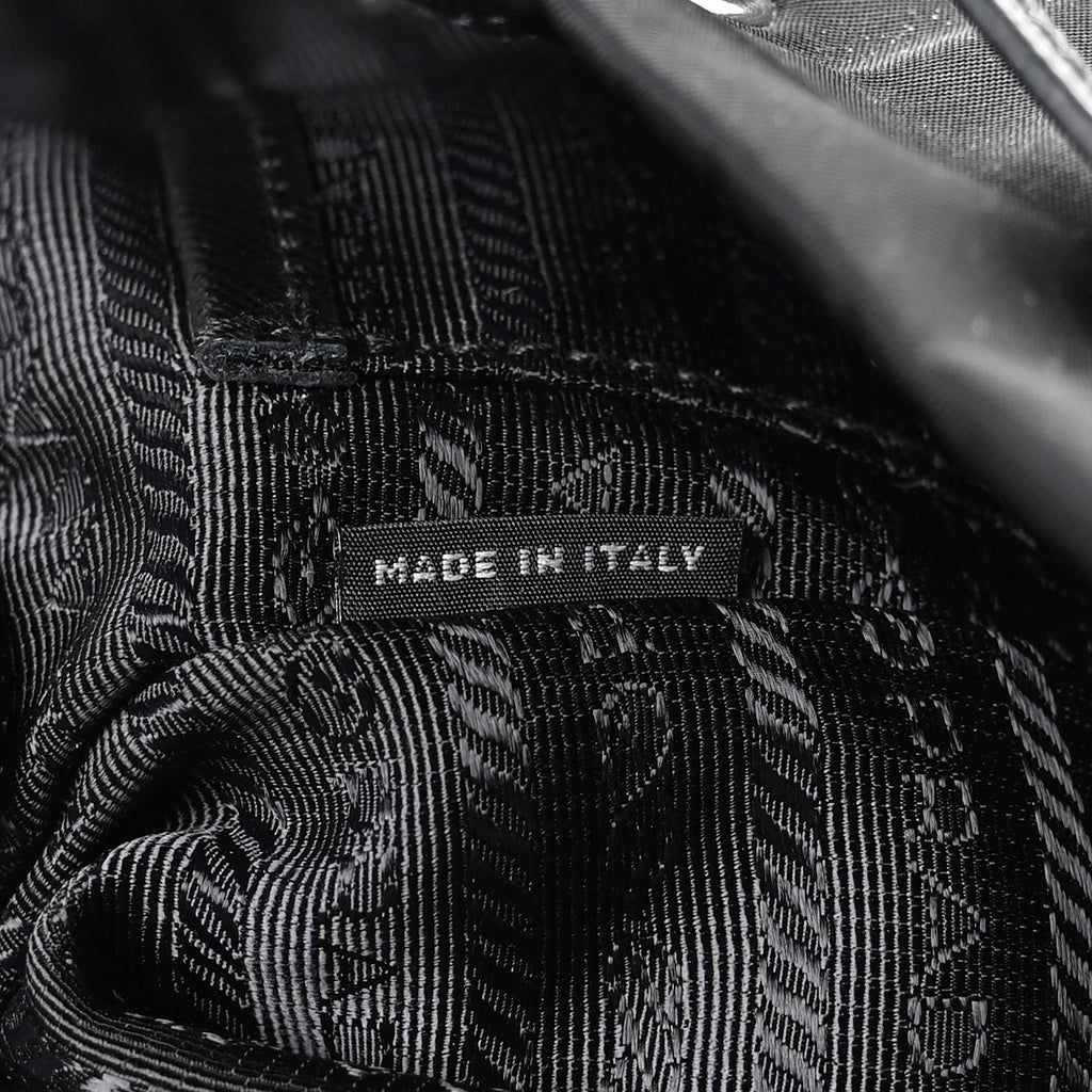 Prada Nylon Vela Saffiano Small Cinch Backpack Black