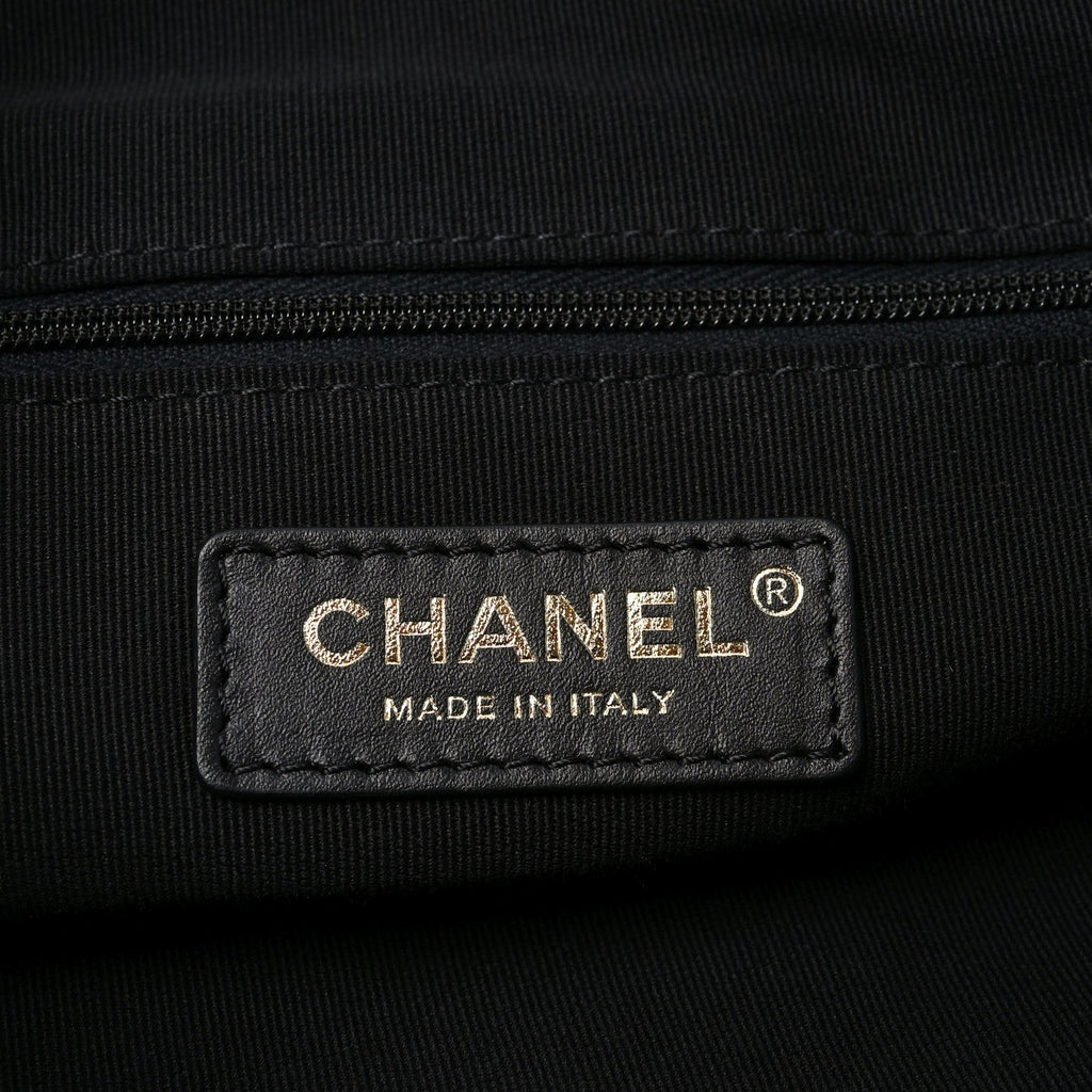 Chanel Suede Shiny Lambskin Quilted Large Shopping Bag Beige Black