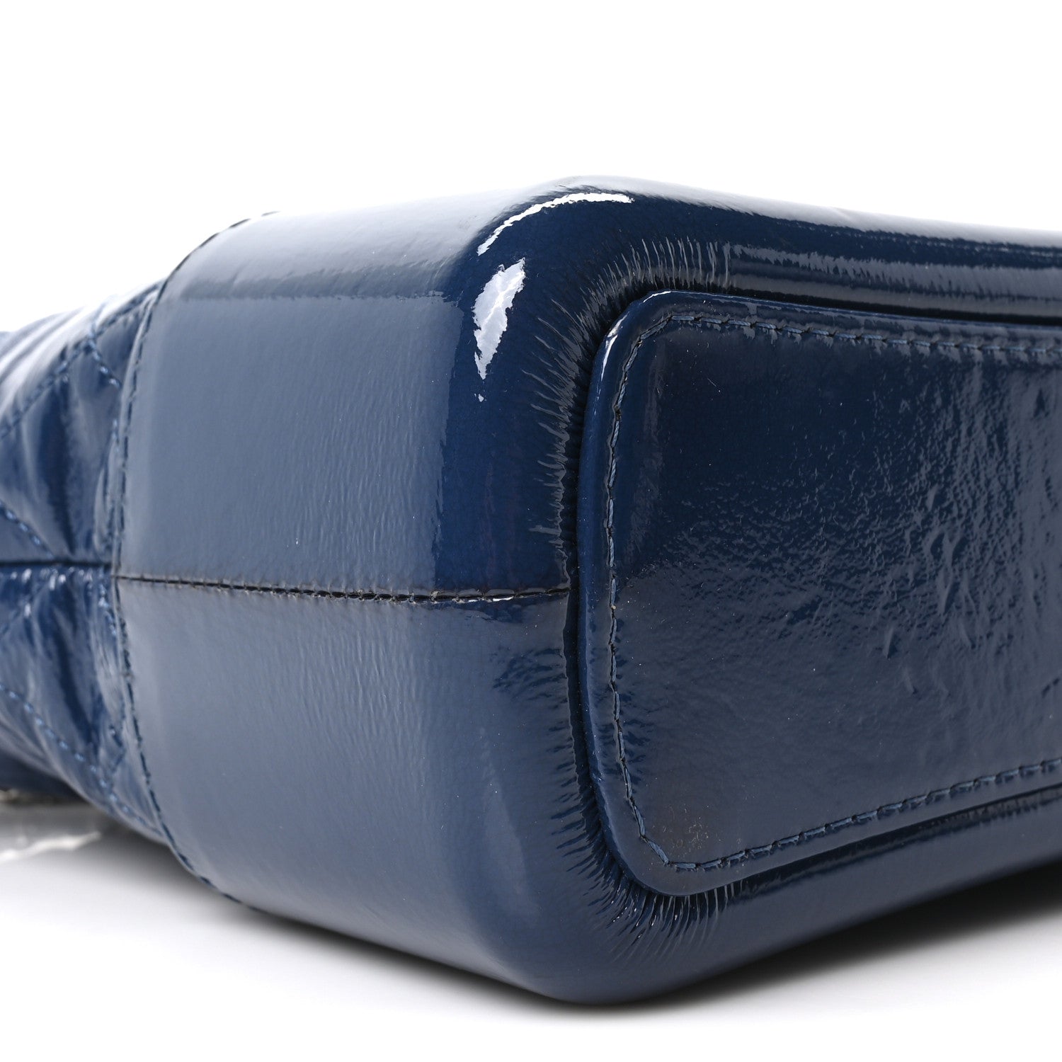 Chanel Patent Goatskin Quilted Medium Gabrielle Hobo Blue