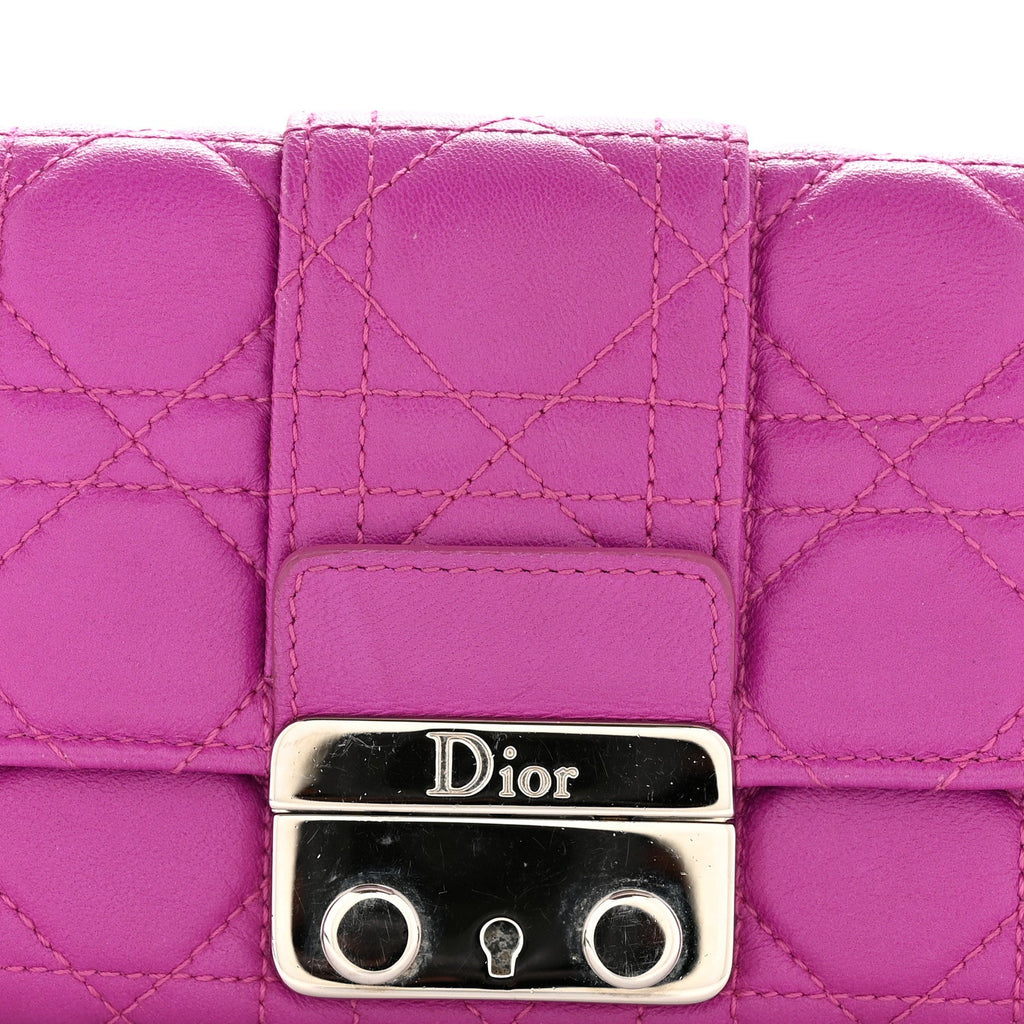 Christian Dior Lambskin Cannage Miss Dior Chain Wallet Dark Pink