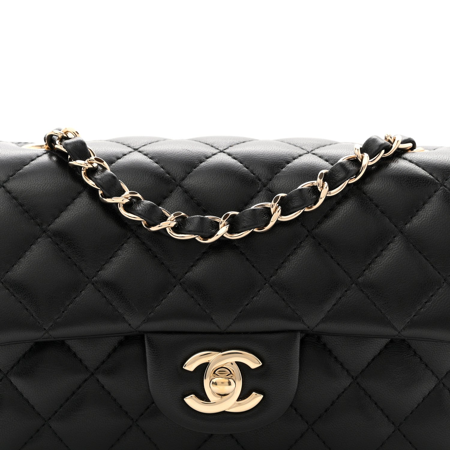 Chanel Lambskin Quilted Mini Rectangular Flap Black