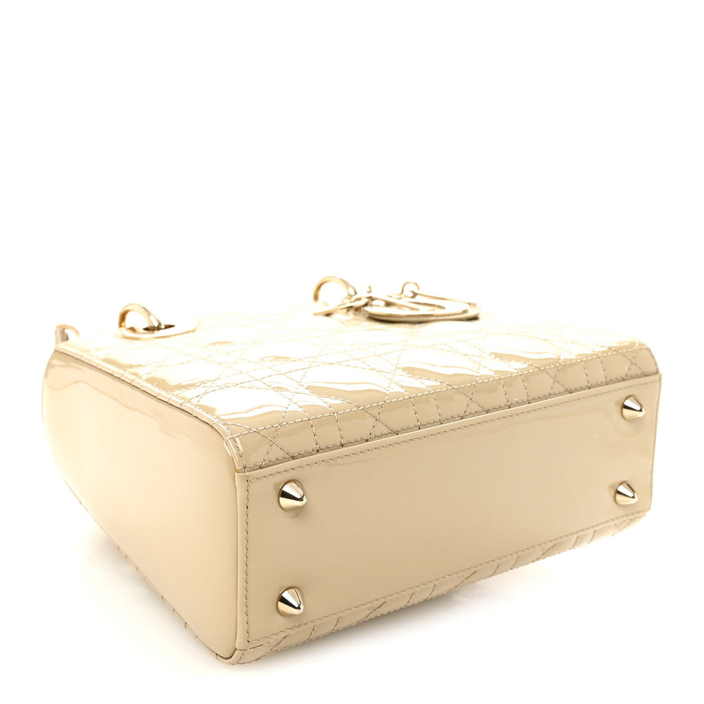Christian Dior Patent Cannage Small Lady Dior Beige
