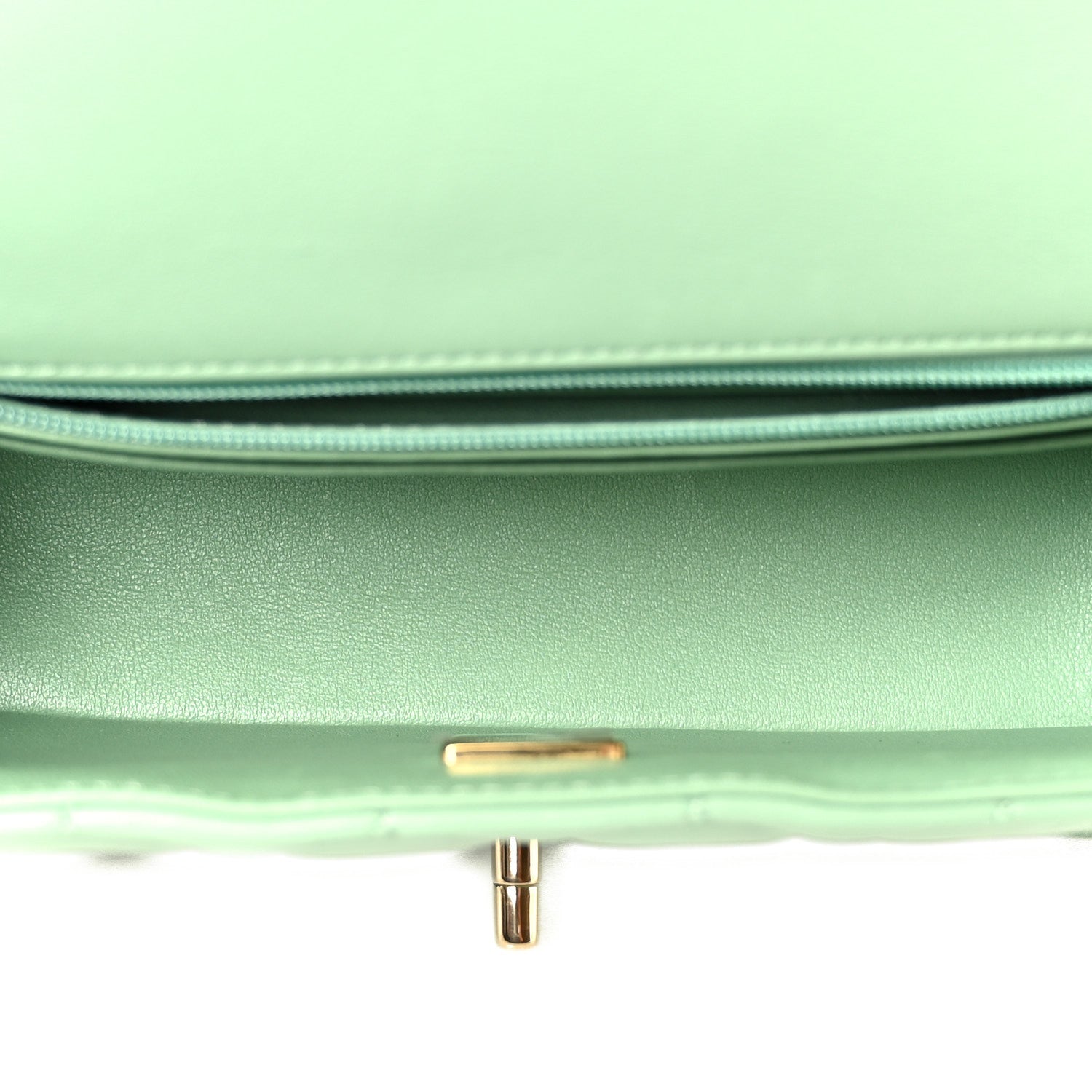 Chanel Lambskin Quilted Mini Rectangular Flap Green