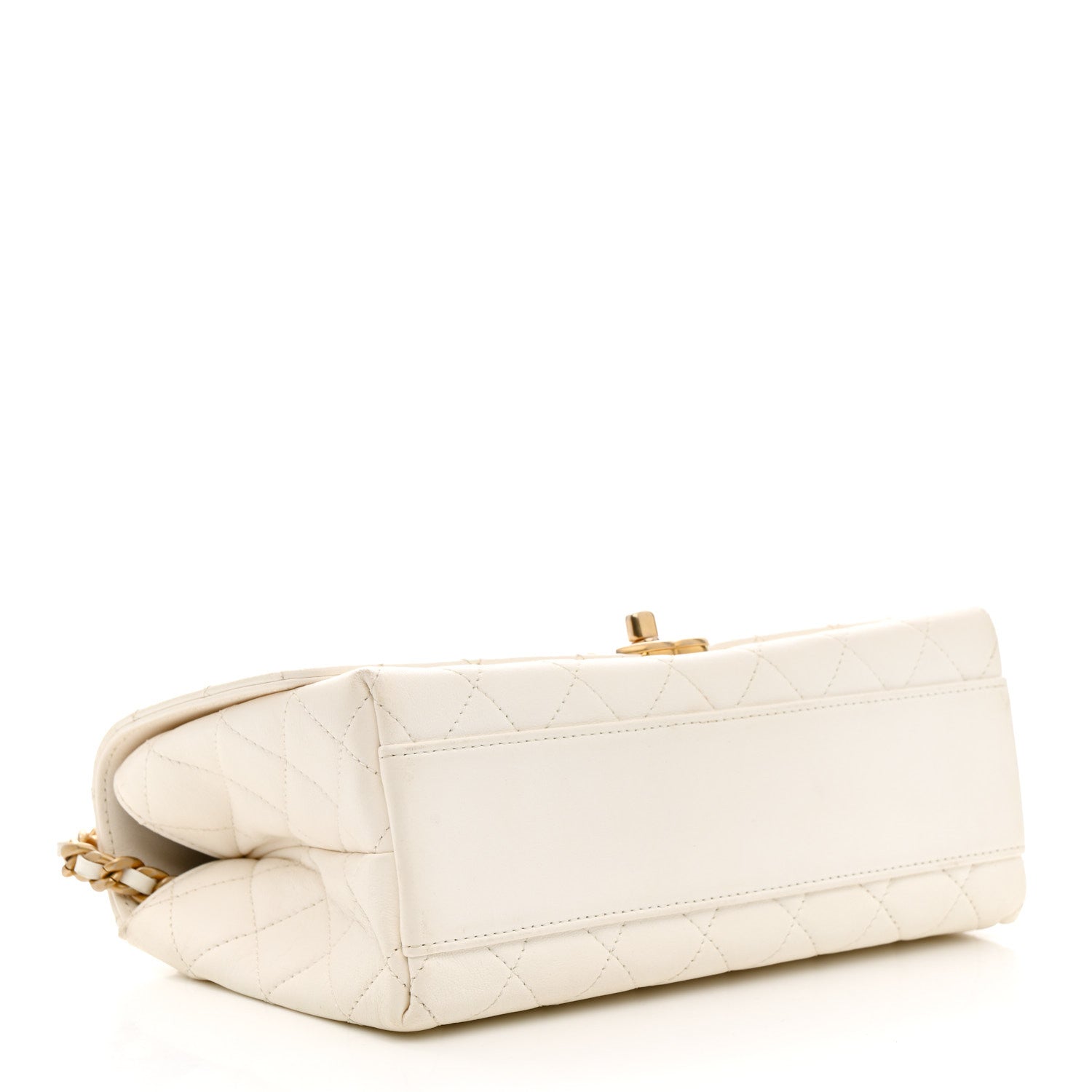 Chanel Lambskin Quilted La Parisienne Top Handle Flap White