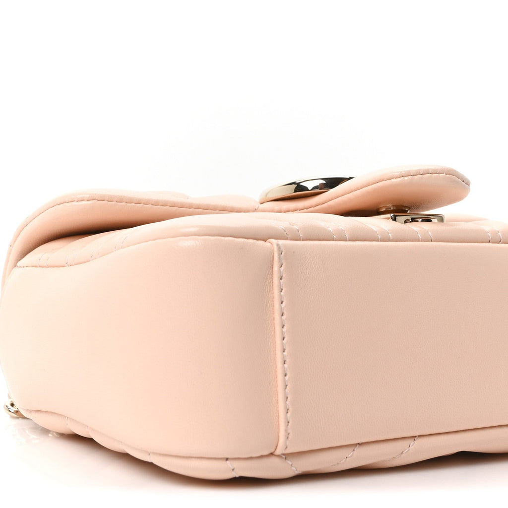 Gucci Lambskin Matelasse Small GG Marmont Shoulder Bag Millenial Pink