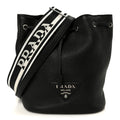 Prada Vitello Daino Soft Drawstring Bucket Bag Black