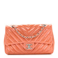 Chanel Patent Chevron Quilted Medium Single Flap Pink
