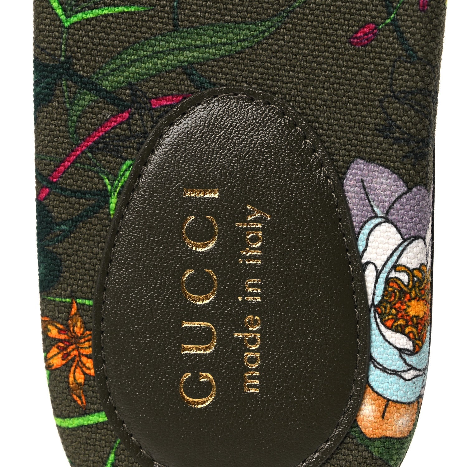 Gucci Canvas Flora Floral Horsebit Slide Sandals 36 Green