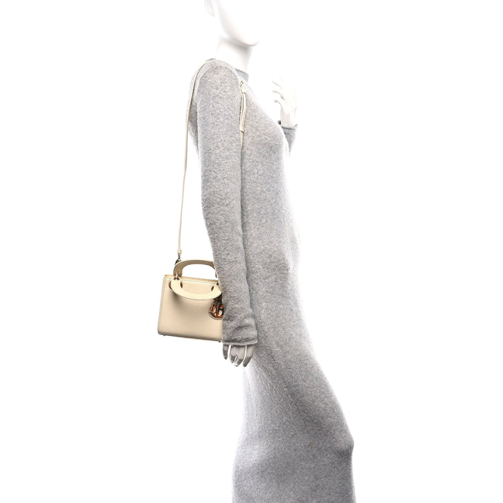 Christian Dior Lizard Mini Lady Dior White