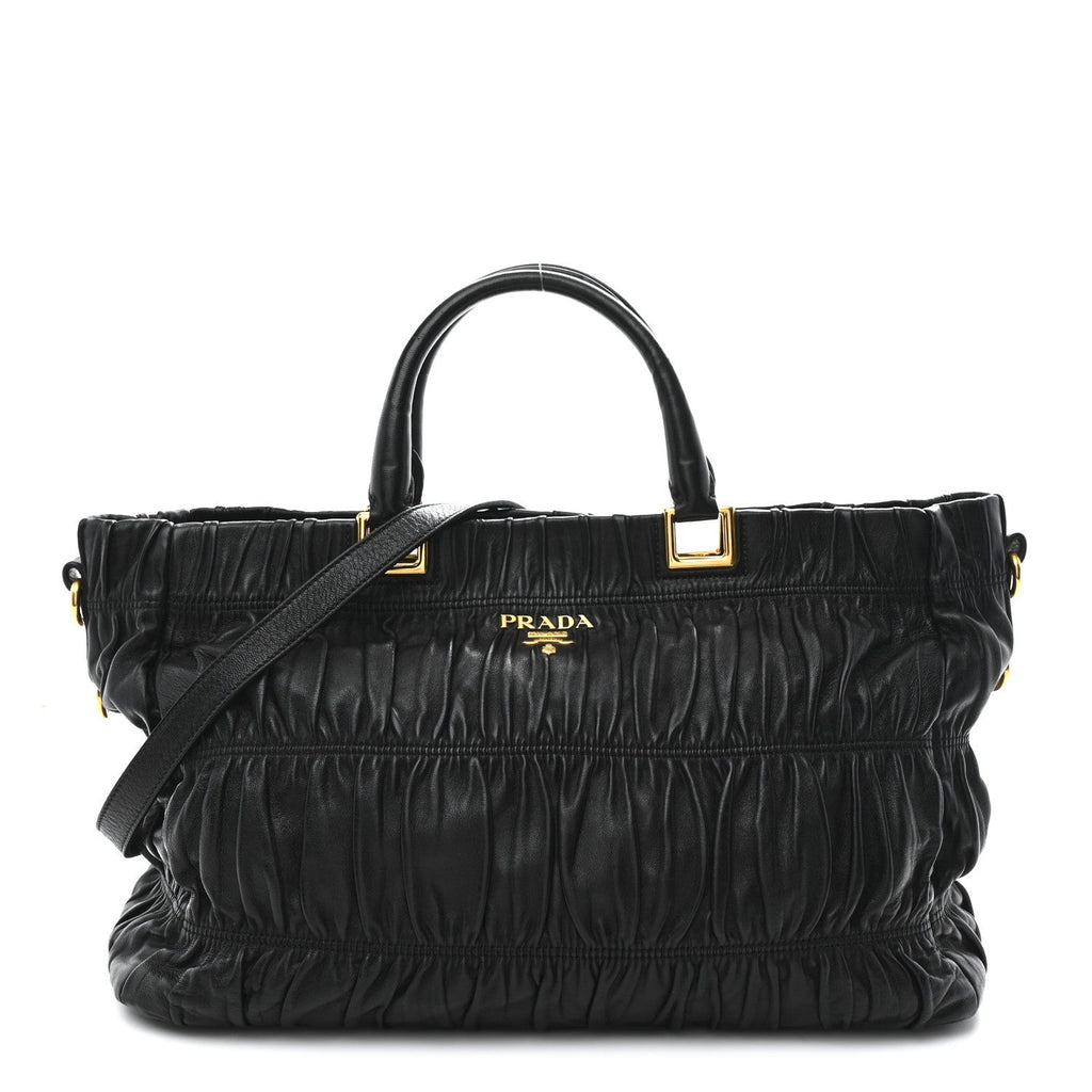 Prada Nappa Gaufre Top Handle Satchel Black