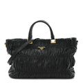 Prada Nappa Gaufre Top Handle Satchel Black