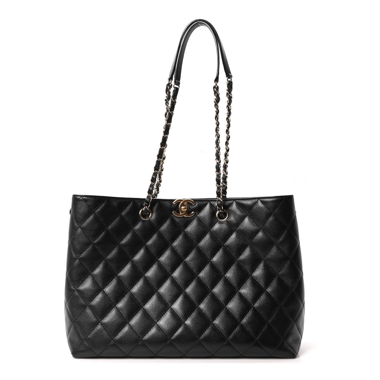 Chanel Caviar Quilted Small Shopping Tote Black