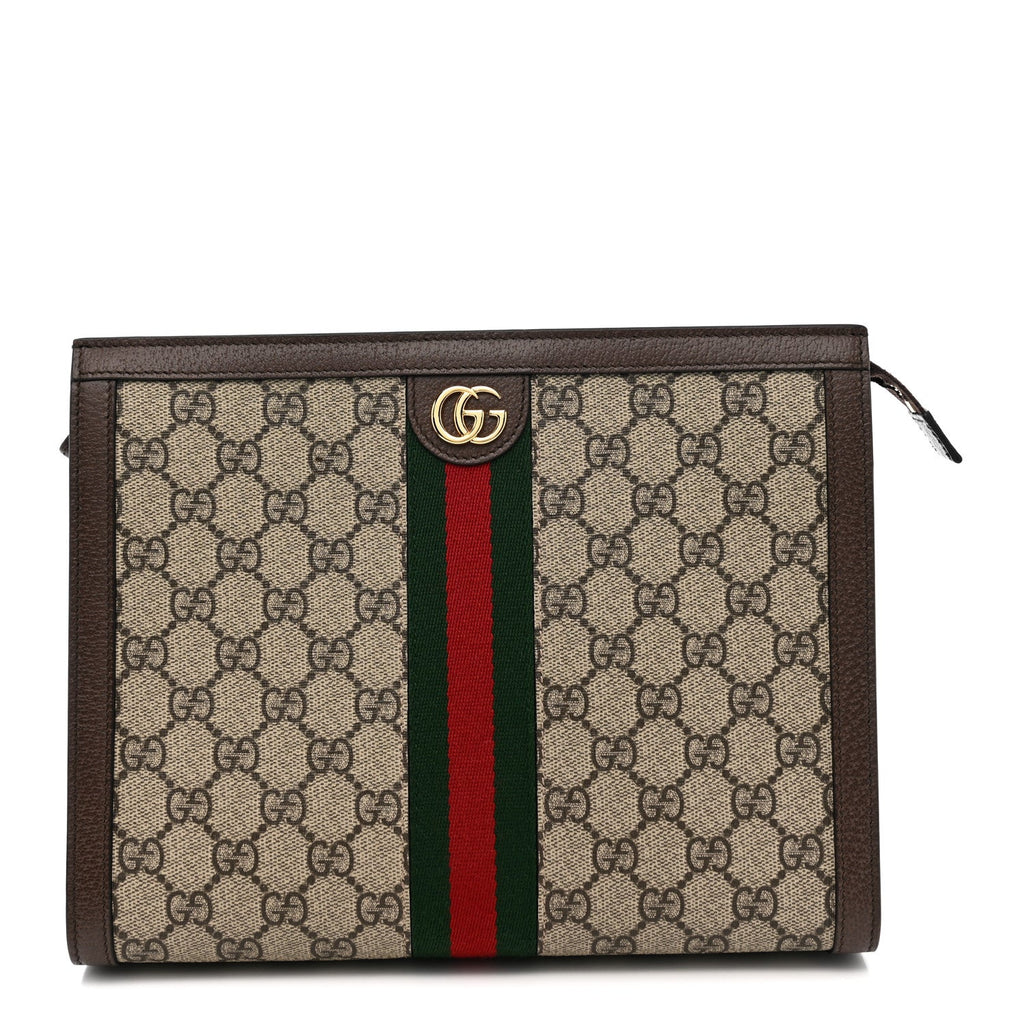 Gucci GG Supreme Monogram Web Ophidia Pouch Brown