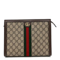 Gucci GG Supreme Monogram Web Ophidia Pouch Brown