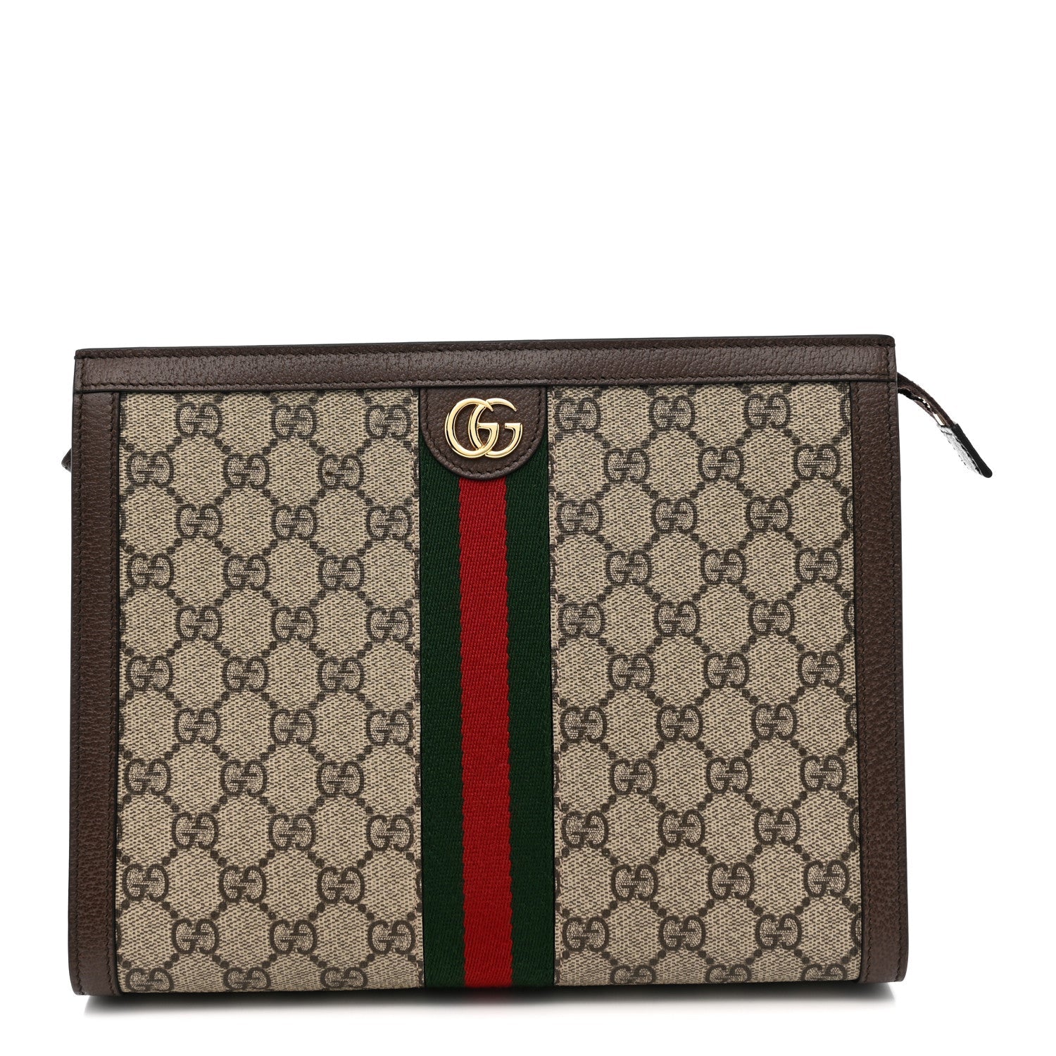 Gucci GG Supreme Monogram Web Ophidia Pouch Brown