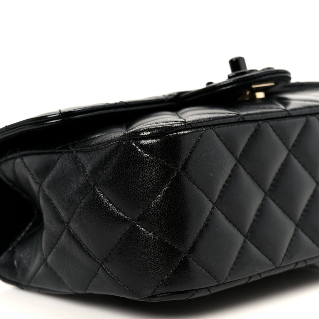 Chanel Lambskin Quilted Small Coco Pop Top Handle Flap So Black
