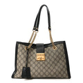 Gucci GG Supreme Monogram Medium Padlock Tote Black