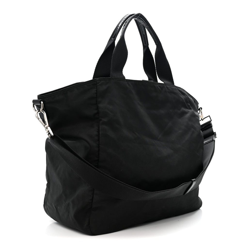 Prada Tessuto Nylon Zip Convertible Tote Black