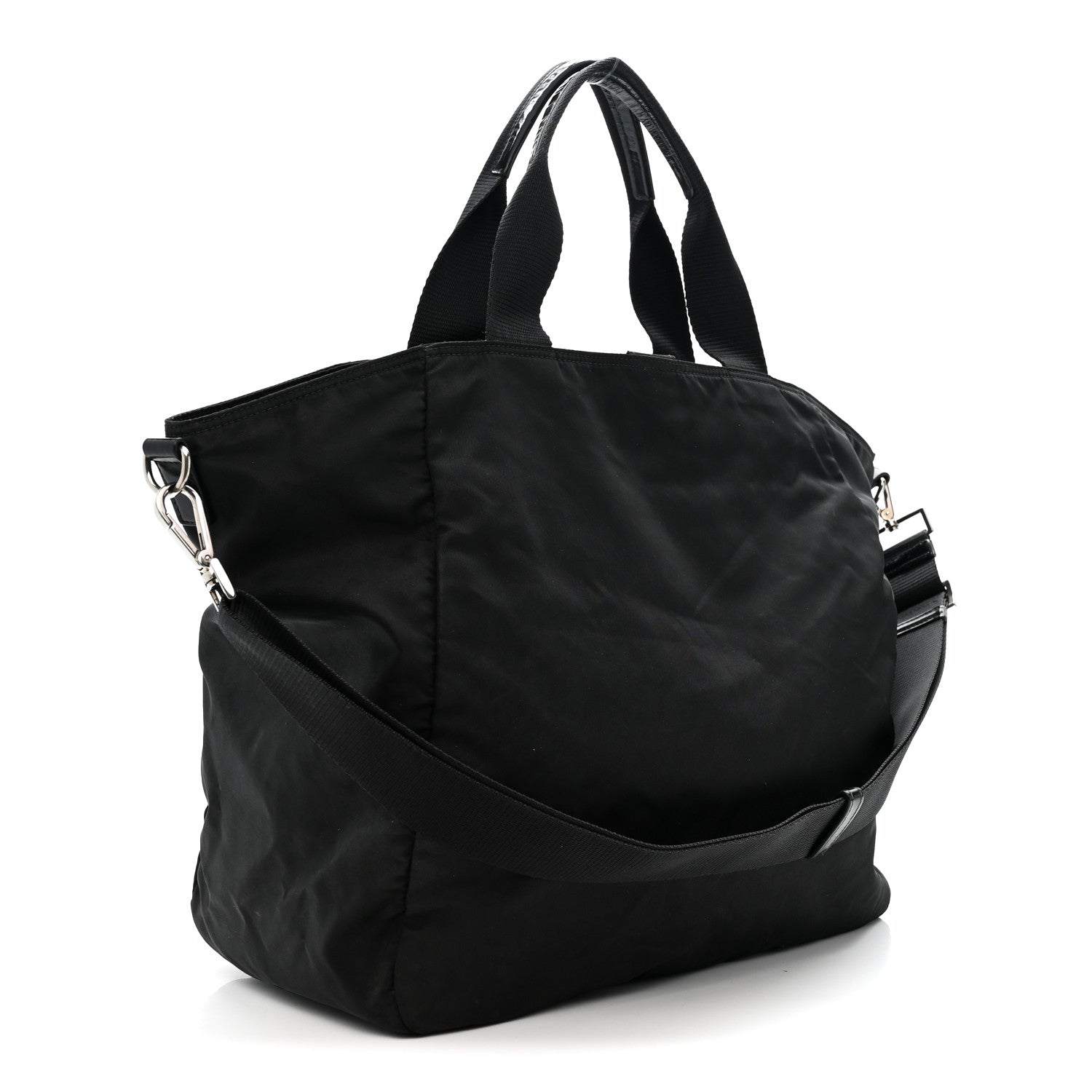 Prada Tessuto Nylon Zip Convertible Tote Black