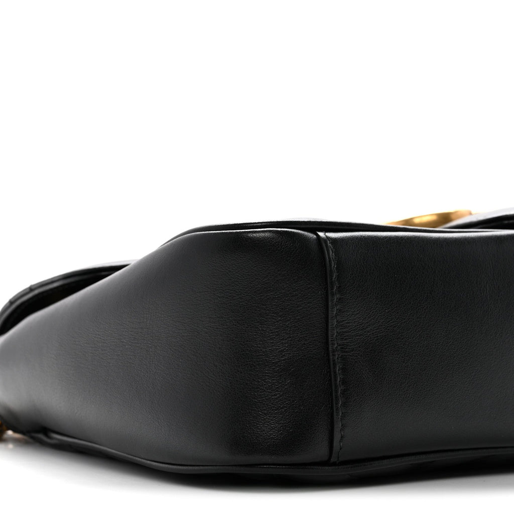 Gucci Calfskin Matelasse Small GG Marmont Shoulder Bag Black