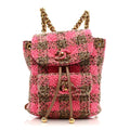 Chanel Wool Tweed Elegant Backpack Pink Brown