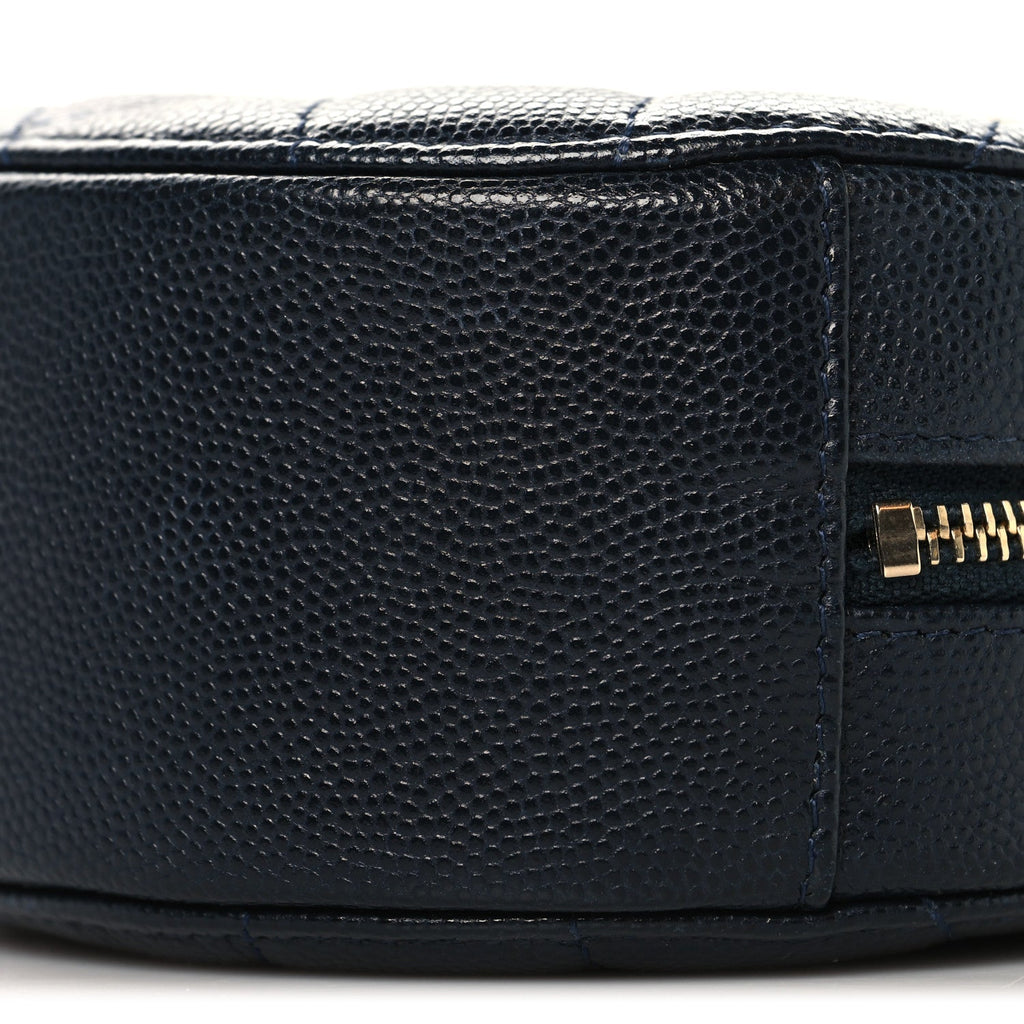 Chanel Caviar Quilted Round Clutch With Chain Navy