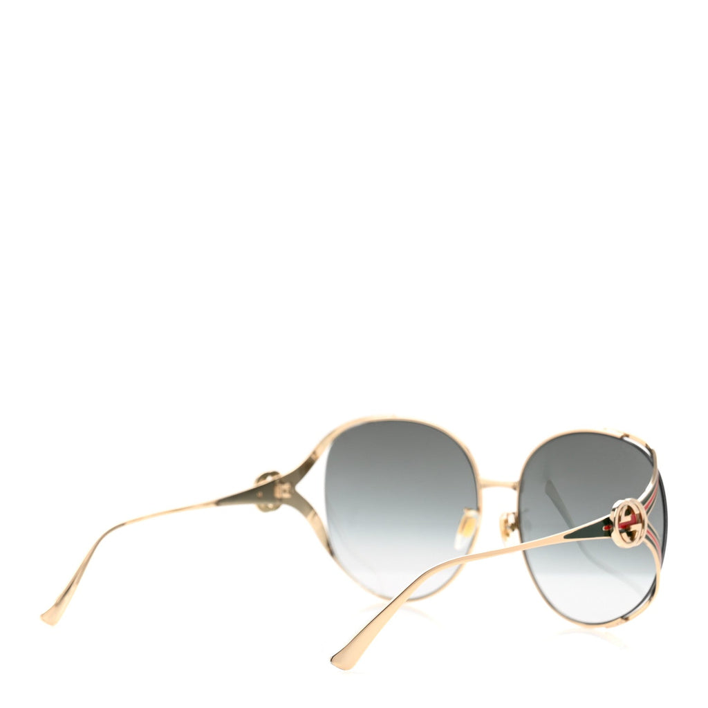 Gucci Metal Oversized Round Frame GG0225S Sunglasses Gold