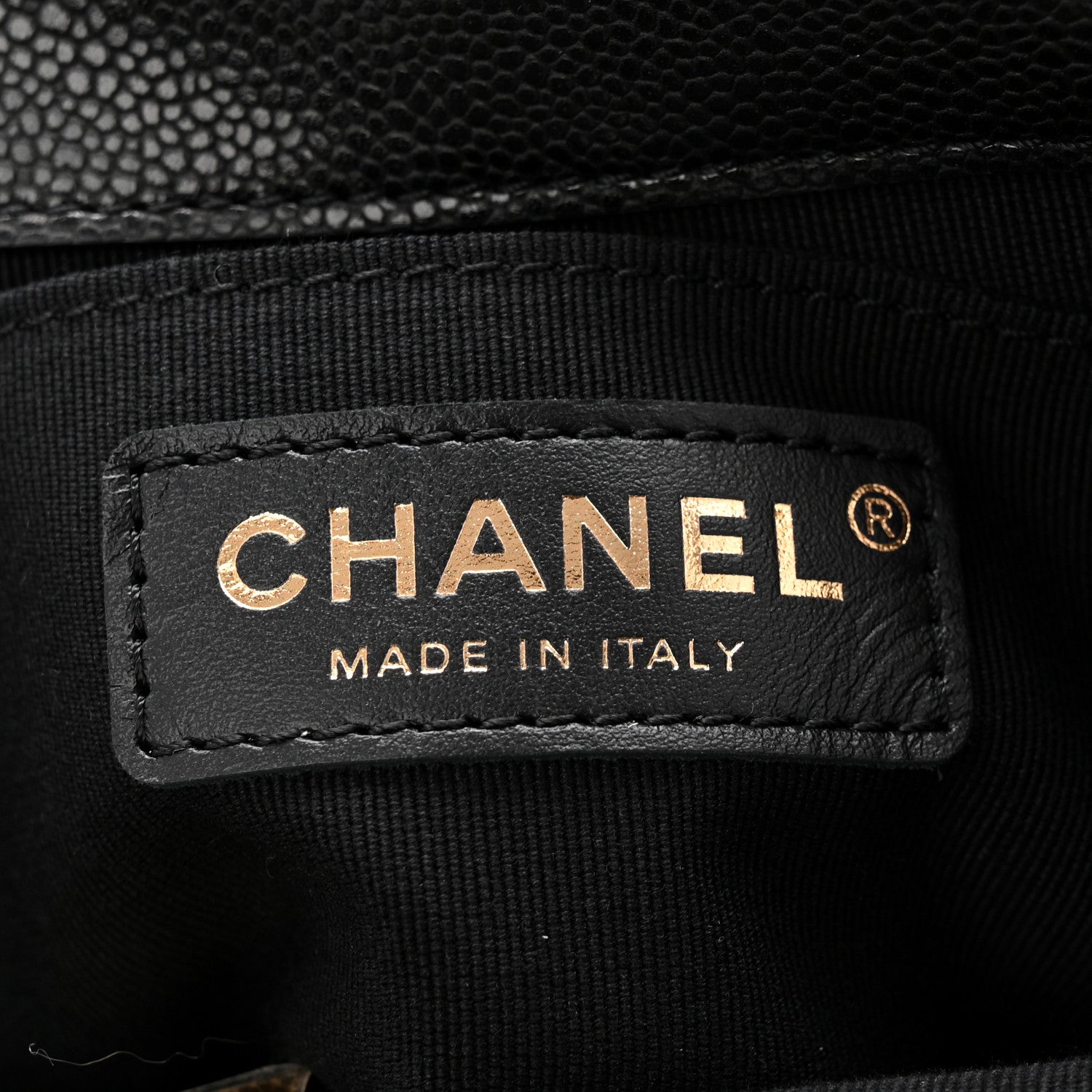 Chanel Shiny Caviar Quilted Medium Duma Pockets Drawstring Backpack Black