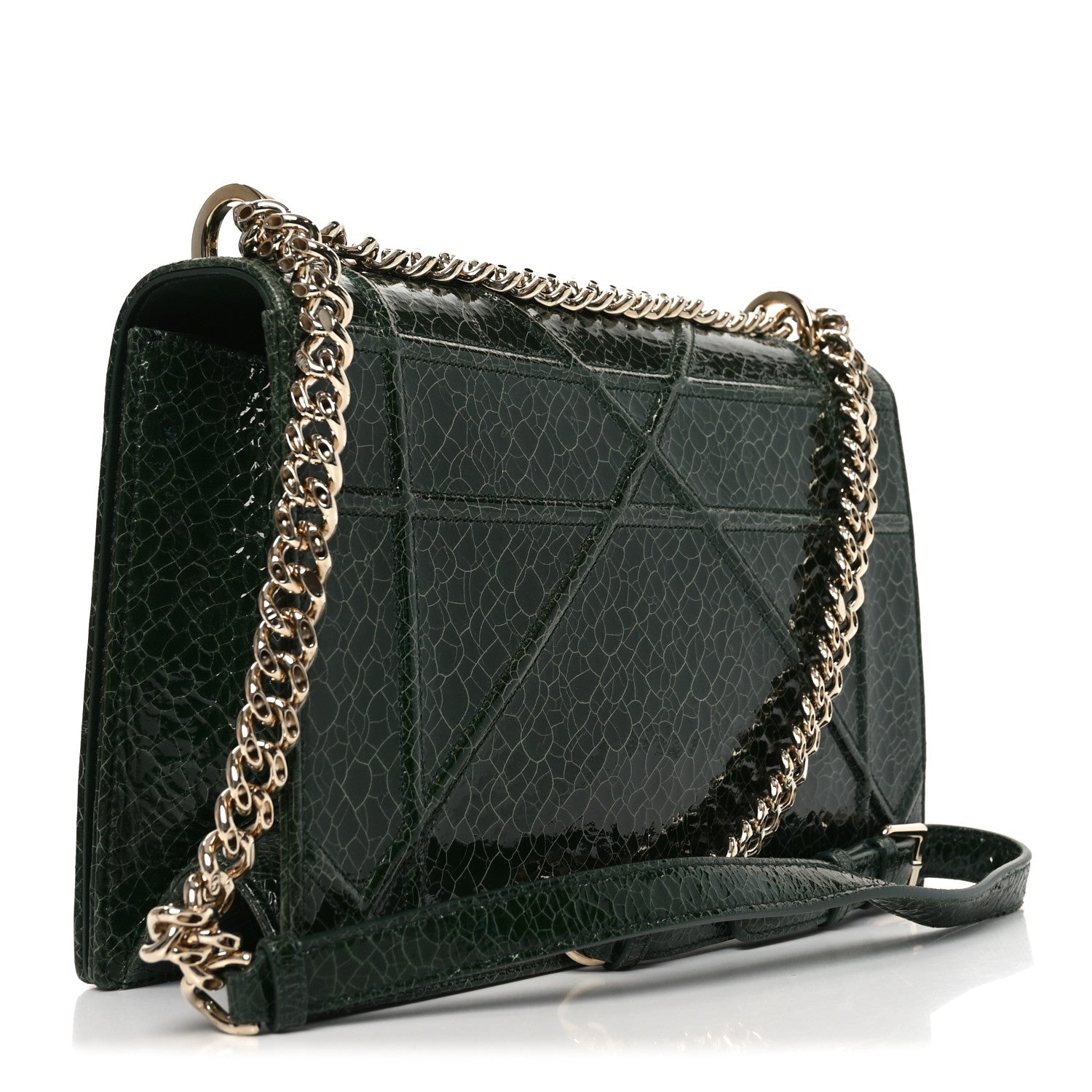 Christian Dior Ceramic Effect Deerskin Large Diorama Flap Bag Malachite Green