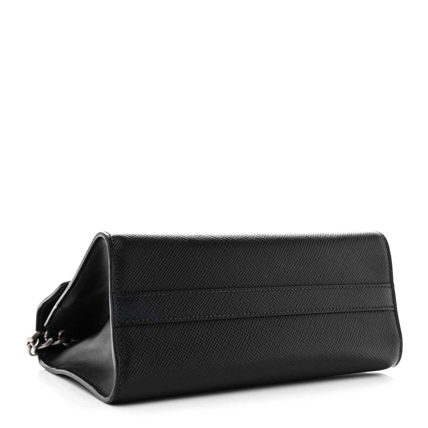 Prada Saffiano Cuir Calfskin Monochrome Envelope Flap Chain Shoulder Bag Black
