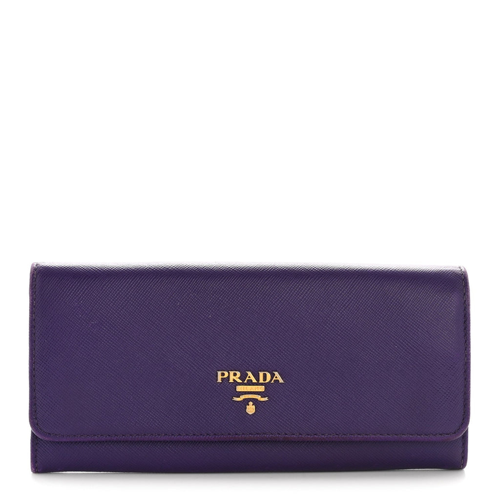 Prada Saffiano Lux Continental Flap Travel Wallet Viola Multicolor