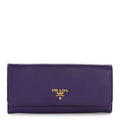 Prada Saffiano Lux Continental Flap Travel Wallet Viola Multicolor