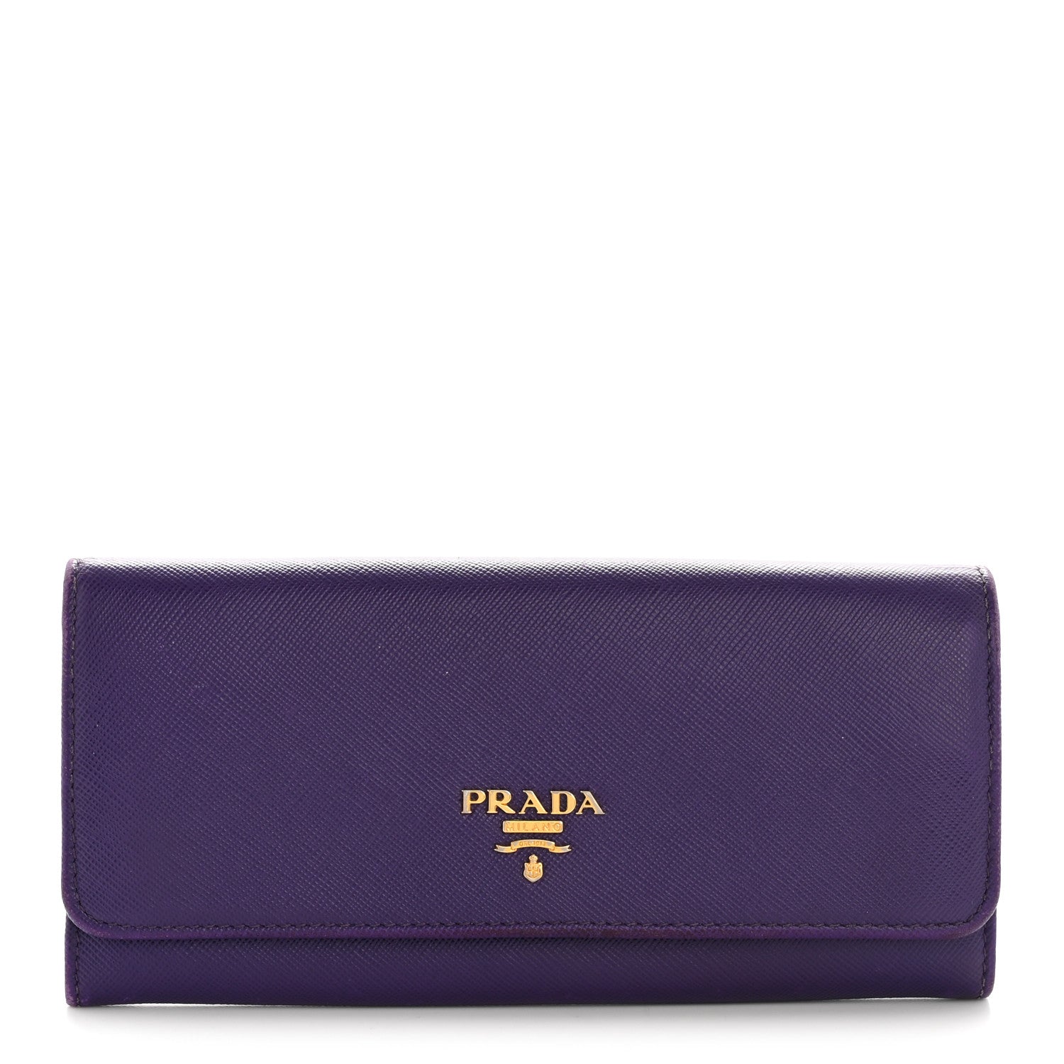 Prada Saffiano Lux Continental Flap Travel Wallet Viola Multicolor