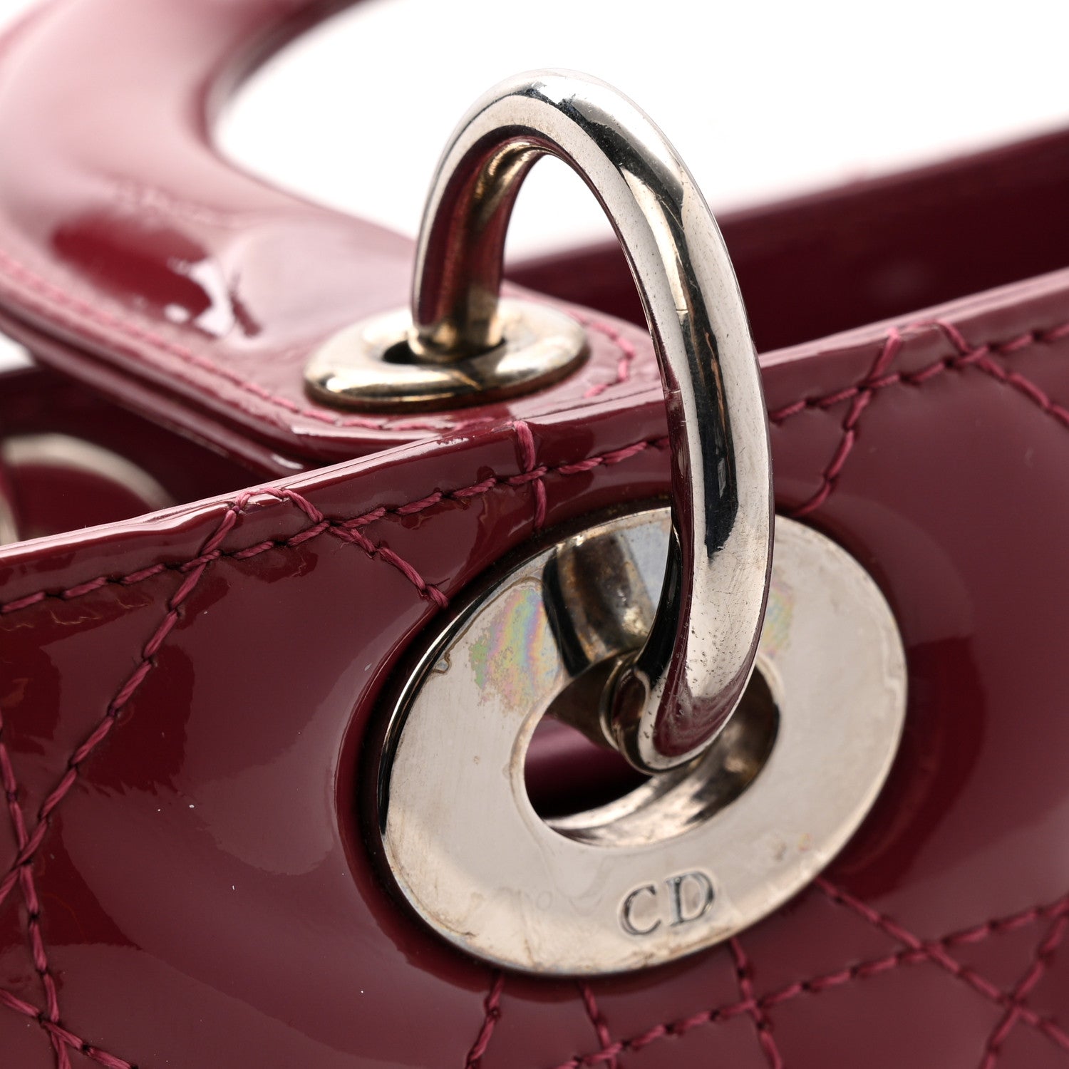 Christian Dior Patent Cannage Medium Lady Dior Dark Pink