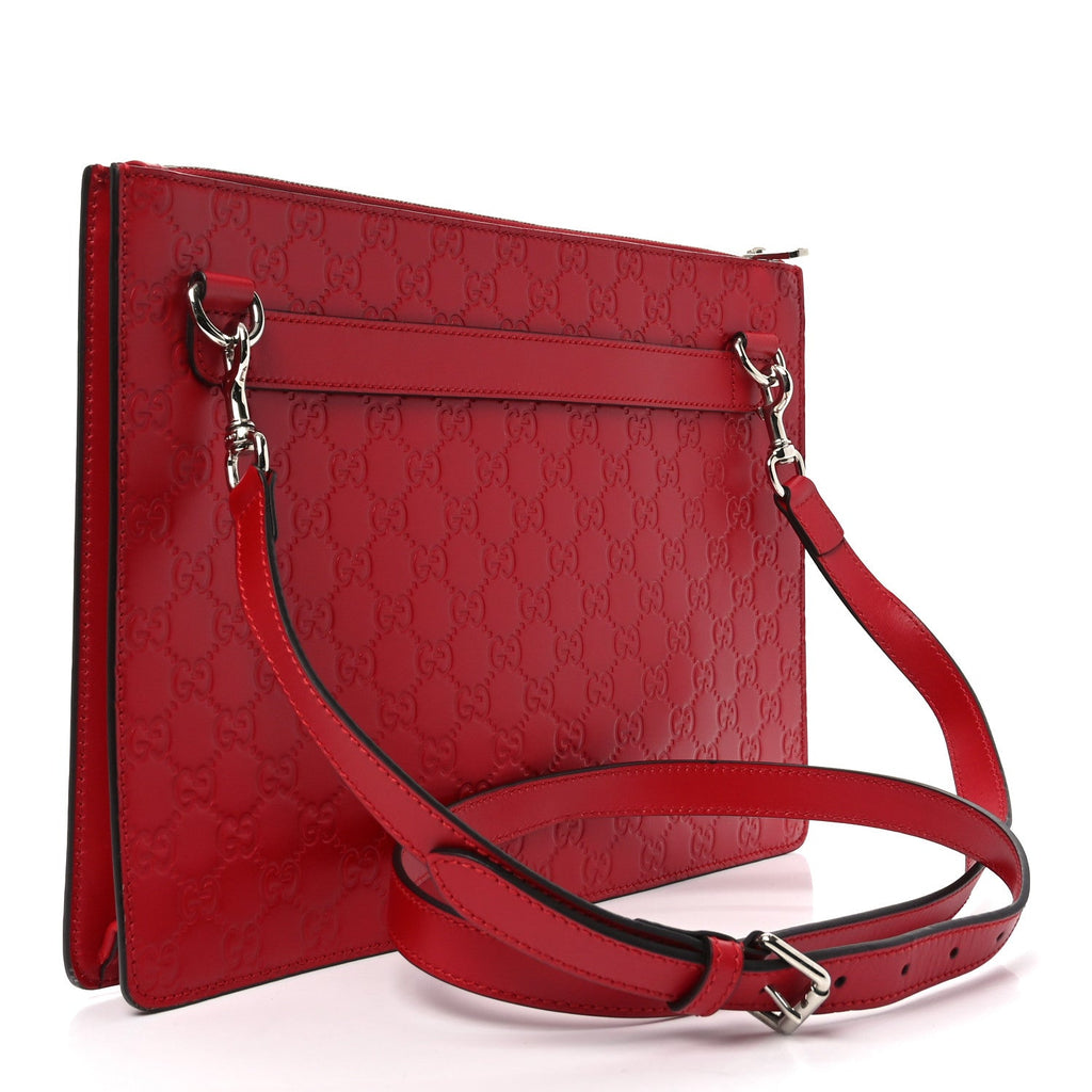 Gucci Guccissima Signature Messenger Bag Hibiscus Red