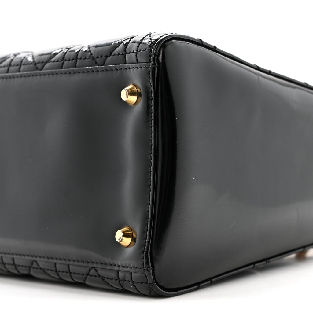 Christian Dior Patent Cannage Medium Lady Dior Black